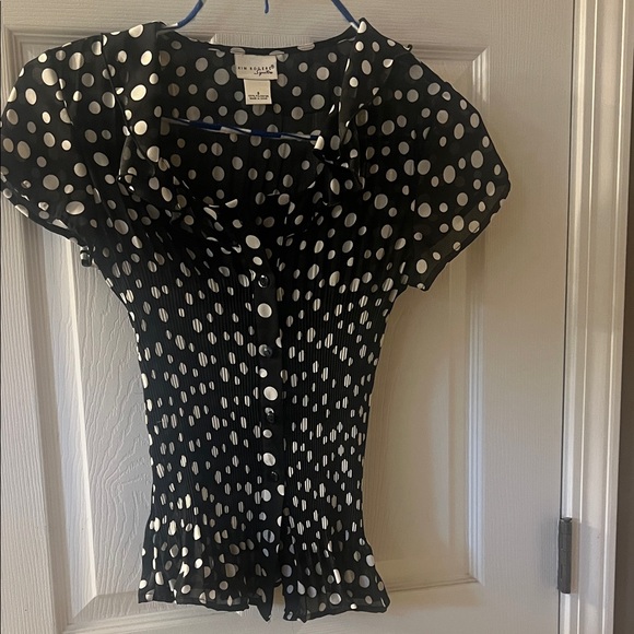 Kim Rogers Black and White Polka Dot Blouse - Picture 1 of 5